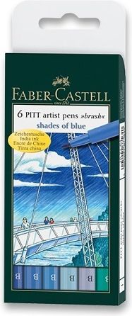 Faber-Castell Popisovač Pitt Artist Pen Brush 6 ks, odstíny modré 6716 - obrázek 1