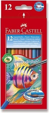 Faber-Castell Akvarelové pastelky 12 ks + štětec 1441 - obrázek 1