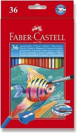 Faber-Castell Akvarelové pastelky 36 ks + štětec 1443 - obrázek 1