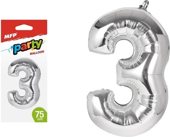 Balónek č. 3 nafukovací fóliový 75 cm - obrázek 1
