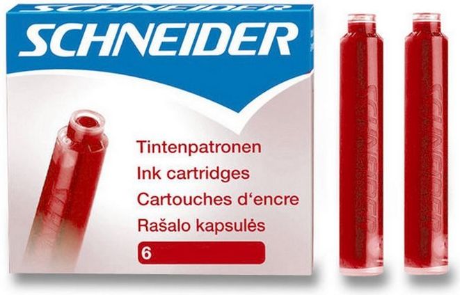 Schneider Inkoustové bombičky Schneider, 6 ks červené 6602 - obrázek 1