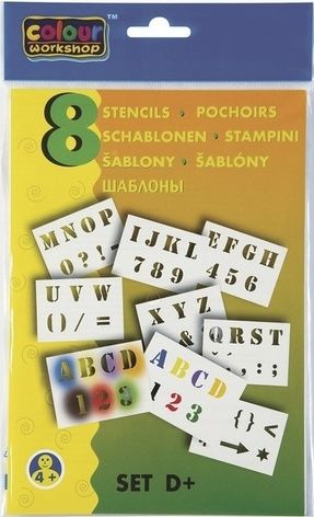 Šablony na foukací fixy - Set D+ (8ks) - Abeceda a číslice Centropen 103572 - obrázek 1