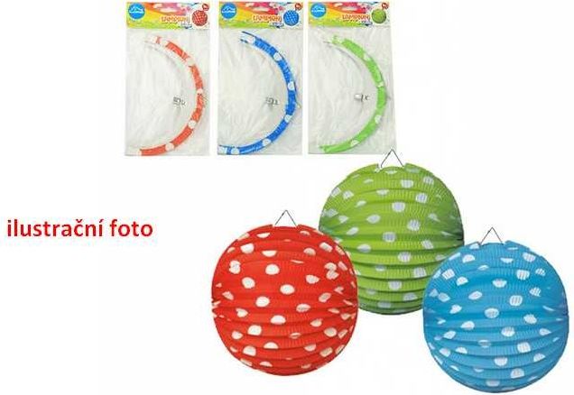 Lampion 25cm kulatý puntík mix barev - obrázek 1
