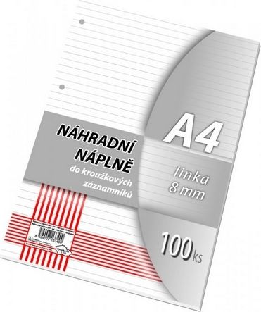 Náhradní vložka do kroužkových záznamníků KARIS A4 100 listů linka - obrázek 1