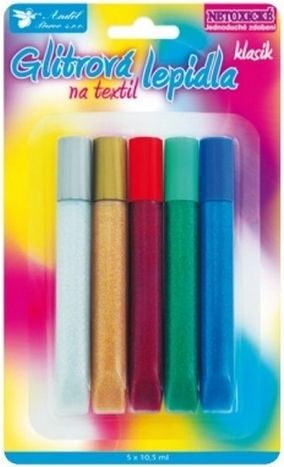 Glitrové lepidlo na textil klasik 5x10,5ml - obrázek 1