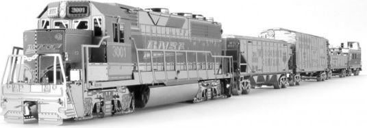 METAL EARTH 3D puzzle Nákladní lokomotiva se 4 vagony (deluxe set) - obrázek 1