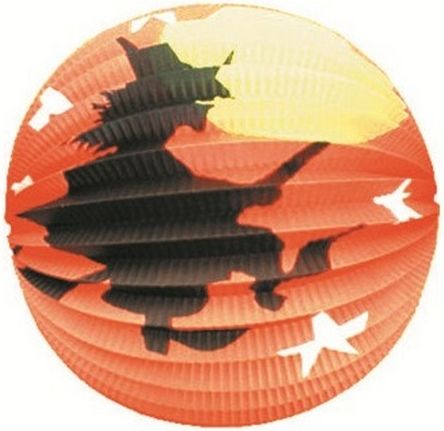 Lampion Kulatý s čarodějnicí 23 cm - obrázek 1