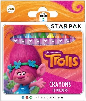 Pastelky voskové 12 barev Trolls - obrázek 1
