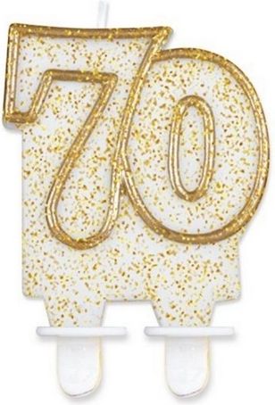 Svíčka narozeninová číslice 70 zlacená s glitrem - obrázek 1