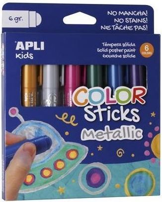 Temperové tyčinky Kids 6 různých metalických barev APLI - obrázek 1