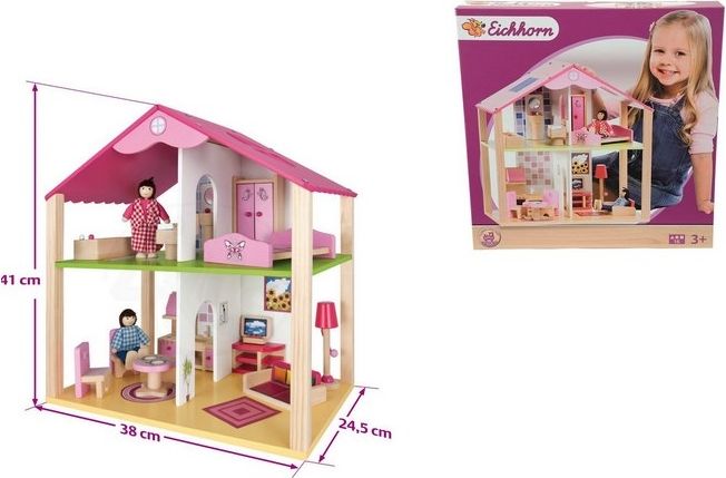 Dřevěný domeček pro panenky s příslušenstvím - obrázek 1