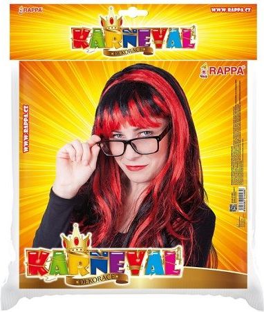 KARNEVAL Paruka červenočerná dospělá KARNEVALOVÝ DOPLNĚK - obrázek 3