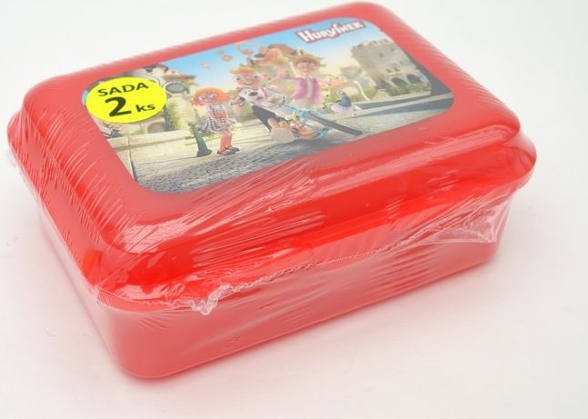 Sada svačinový box 2 díly Hurvínek červený - obrázek 1