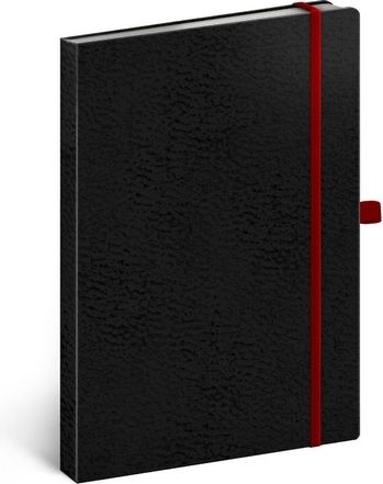 Vivella Notes Classic černý/červený, linkovaný, 15 x 21 cm - obrázek 1