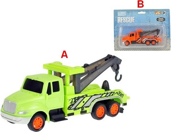 Auto nákladní 17cm s jeřábem na setrvačník 2 barvy - obrázek 1