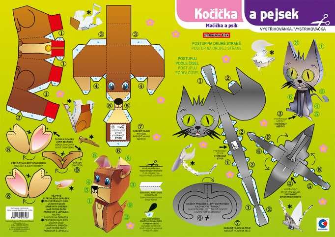 Vystřihovánka - Kočička a pejsek - obrázek 2
