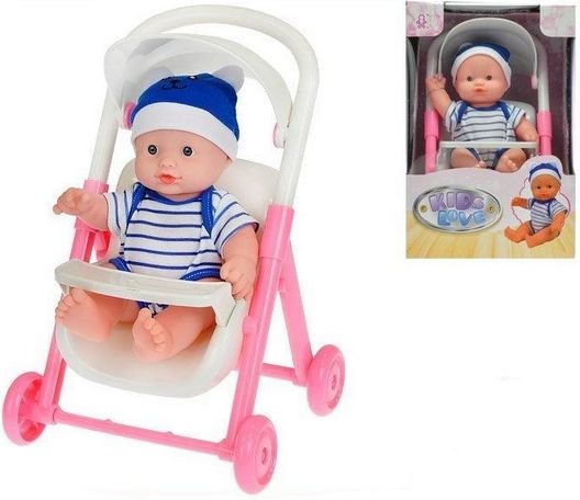 Miminko tvrdé tělo 25cm s kočárkem 30cm - obrázek 1