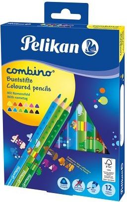 Pelikan Pastelky Combino 12 barev, trojhranné, silné/ na blistru - obrázek 1