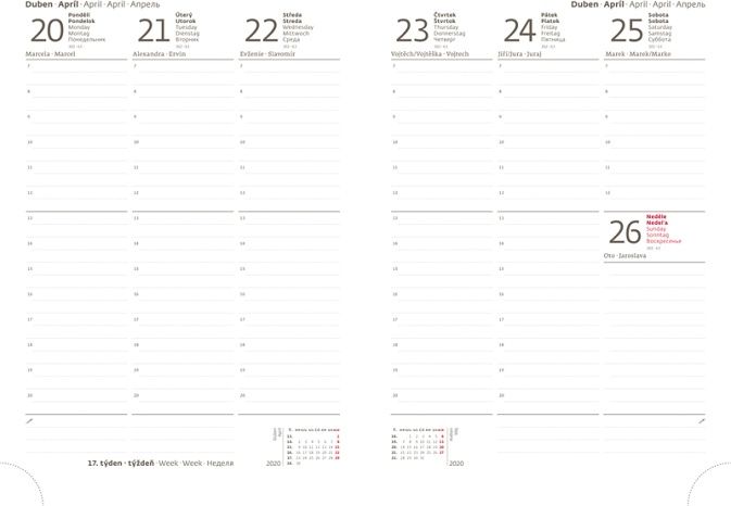 Diář týdenní A5 Carpet - šedá 2020 - obrázek 2