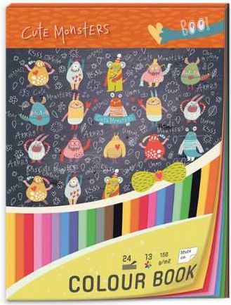 Blok barevných papírů 32x24cm 150g/m2 Cute Monsters - obrázek 1