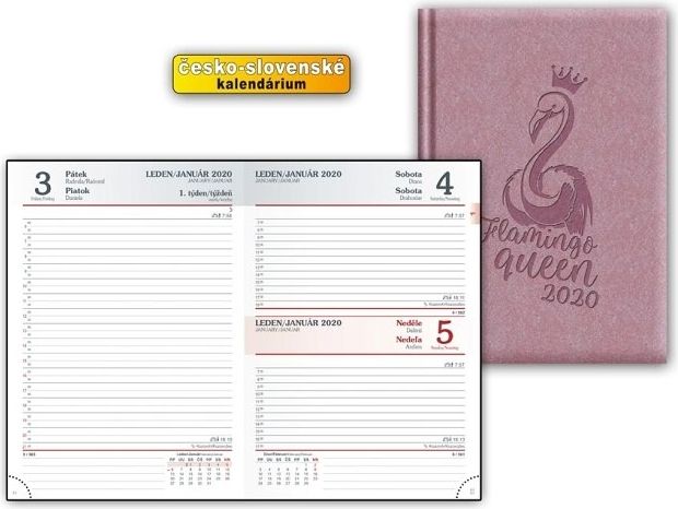 Diář denní D801 PU Pink 2020, 14,8 x 21 x 2,5 cm / MFP - obrázek 1