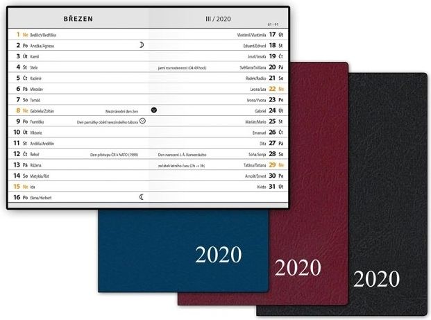 Diář  měsíční M102/PVC měsíční 2020, 7,5 x 10,5 x 0,2 cm / MFP - obrázek 1