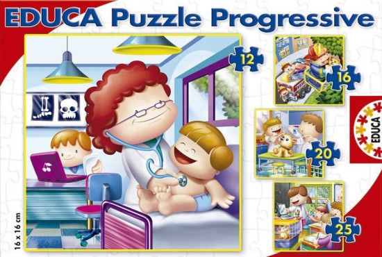 EDUCA Puzzle Čím budu, až vyrostu 4v1 (12,16,20,25 dílků) - obrázek 1