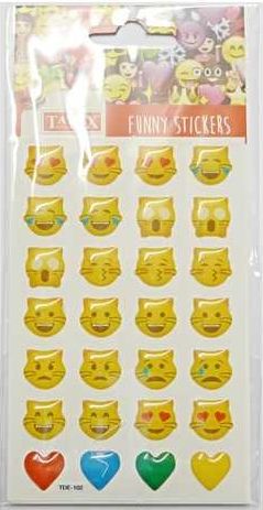 Samolepky 3D Emoji kočky+srdce 28ks - obrázek 1