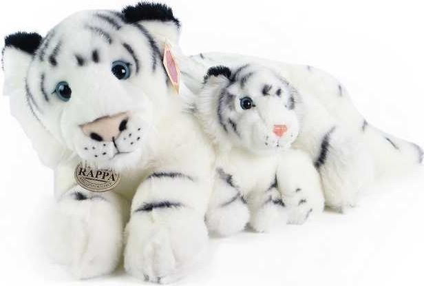 Plyšový tygr bílý 38cm s mládětem 13cm - obrázek 1