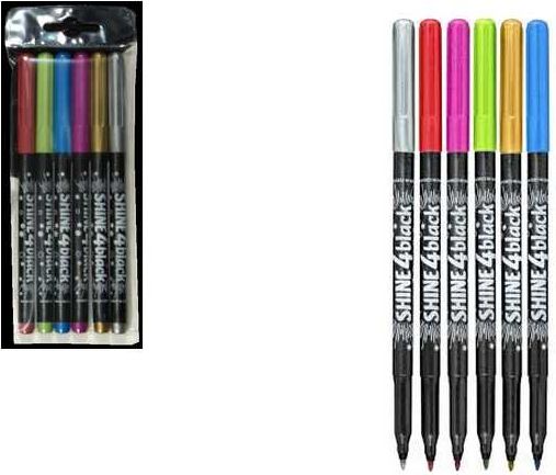 Popisovač metal 2590/6 na černé omalovánky 6ks - obrázek 1