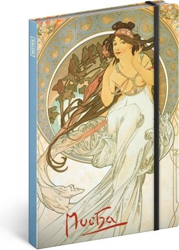 Notes Alfons Mucha – Hudba, linkovaný, 13 × 21 cm - obrázek 1