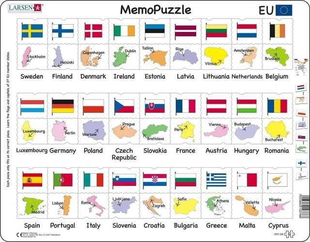 Puzzle Memo - státy,hlavní města,vlajky 54 dílků - obrázek 2