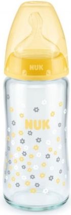 Skleněná kojenecká láhev NUK First Choice 240 ml žlutá, Žlutá - obrázek 1