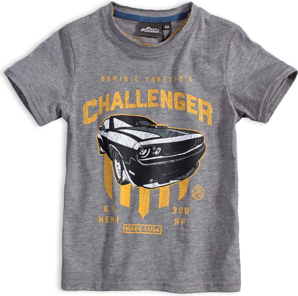 Chlapecké tričko FAST&FURIOUS CHALLENGER šedé Velikost: 152 - obrázek 1