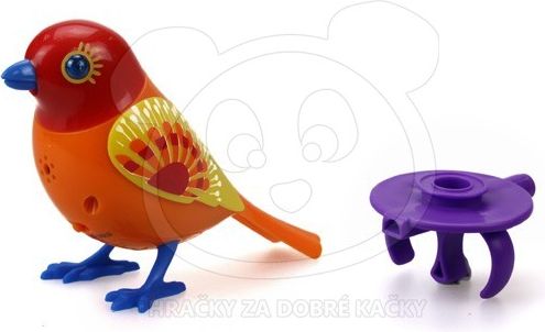 Zpívající ptáček DigiBirds s LED očima - červený - obrázek 1