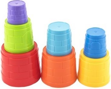 Kubus pyramida skládanka plast kulatá barevná 7ks v sáčku 12m+ - obrázek 3