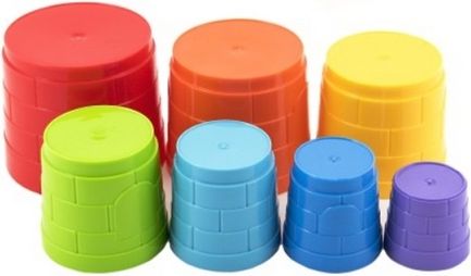 Kubus pyramida skládanka plast kulatá barevná 7ks v sáčku 12m+ - obrázek 4