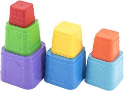 Kubus pyramida skládanka plast hranatá barevná 7ks 12m+ - obrázek 2