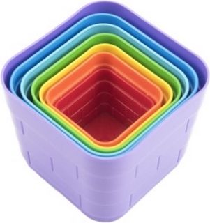 Kubus pyramida skládanka plast hranatá barevná 7ks 12m+ - obrázek 4