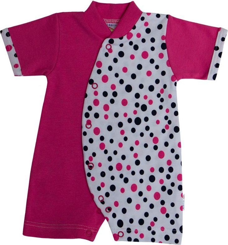 ESITO Letní kojenecký overal vel. 74 - 80, Barva puntík růžová, Velikost 80 - obrázek 1