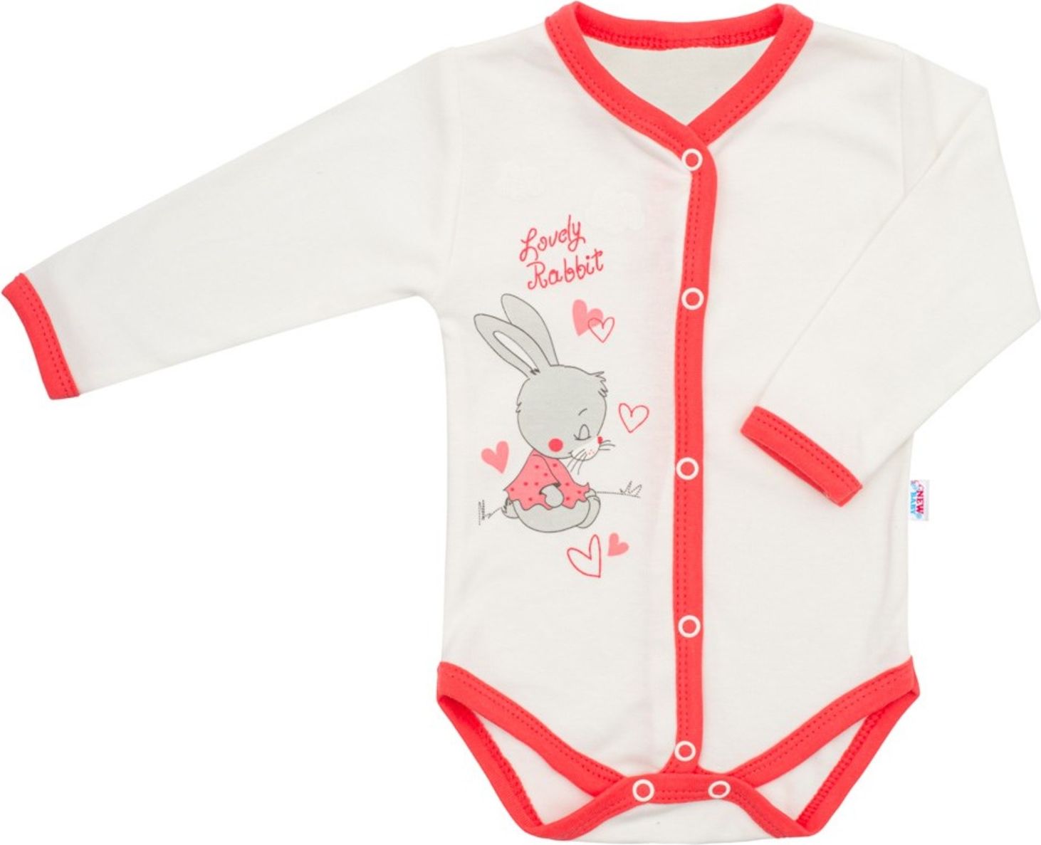 Dětské celorozepínací body New Baby Lovely Rabbit růžové - Dětské celorozepínací body New Baby Lovely Rabbit růžové - obrázek 1