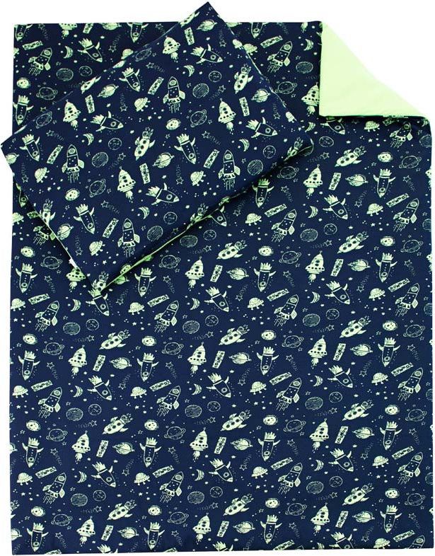 ESITO Dětské povlečení Rakety JERSEY, Barva zelená, Velikost 100x135, 60x40 cm - obrázek 1