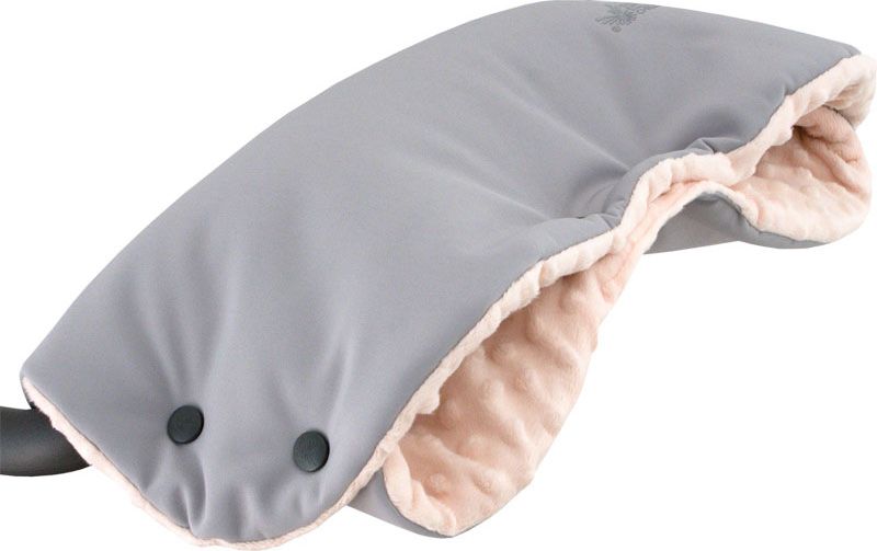 ESITO Rukávník ke kočárku Minky softshell, Barva šedá / lososová, Velikost 45 x 53 cm - obrázek 1