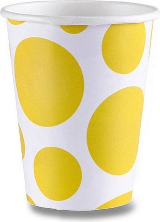 Amscan Papírové kelímky Solid Color Dots žluté - obrázek 1