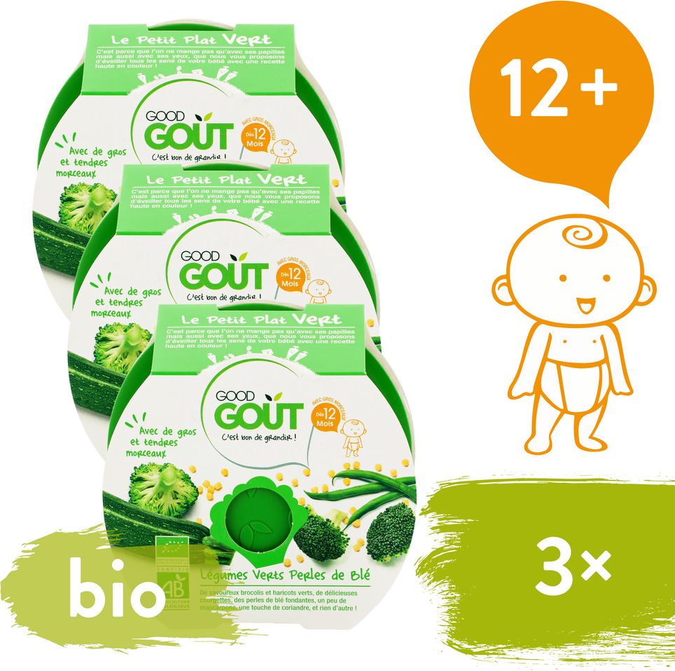 Good Gout BIO Brokolice, cuketa a zelené fazolky s tarhoňou 3x 220 g - obrázek 1