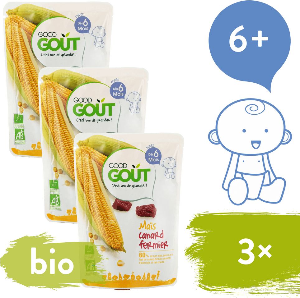 Good Gout BIO Kukuřice s kachním masem 3x 190 g - obrázek 1