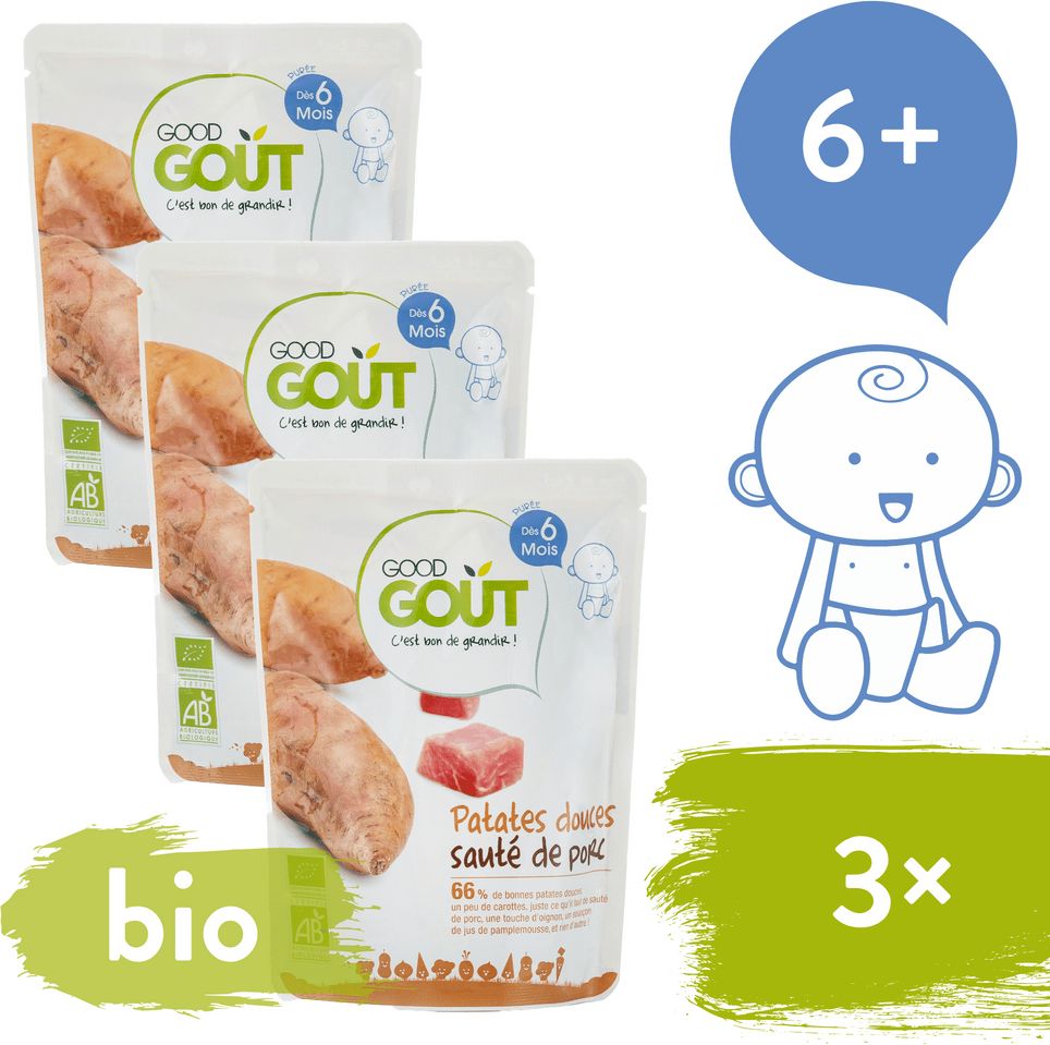 Good Gout BIO Batáty s vepřovým masem 3x 190 g - obrázek 1
