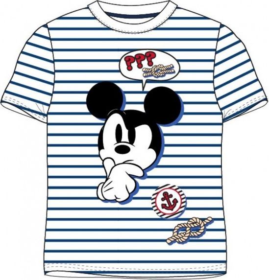 E plus M - Chlapecké / dětské bavlněné námořnické tričko s krátkým rukávem Mickey Mouse - bílé - Disney 104 - obrázek 1
