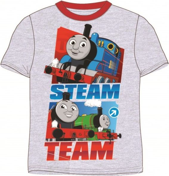 E plus M - Chlapecké / dětské tričko / triko s krátkým rukávem Mašinka / lokomotiva Tomáš - šedé 104 - obrázek 1