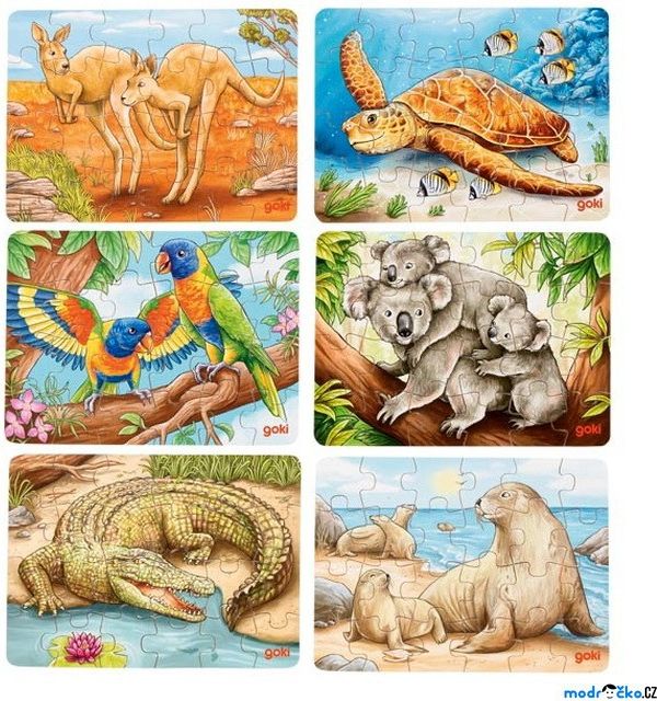 Puzzle dřevěné - Mini, Australská zvířátka, 24 dílků, 1ks (Goki) - obrázek 1